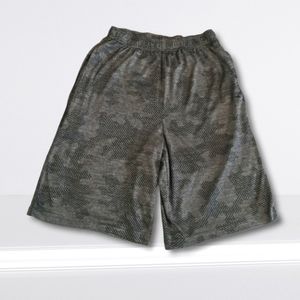 Black and gray camo athletic shorts by Zone Pro